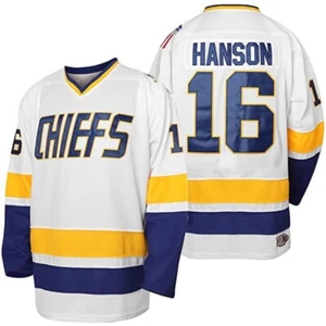 Maglietta da hockey Mad Brothers Jack Hanson Charlestown Chiefs #16 colpi di schiaffo 2 colori - Foto 1 di 7