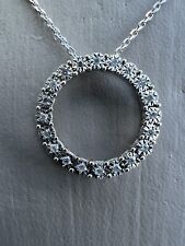 14k White Gold .10ct Diamond Pendant Necklace Adjustable Chain VALENTINES