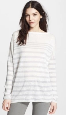 Pullover de lino a rayas gris Rag & Bone Christa - gris claro - mediano M Foto 1 de 2