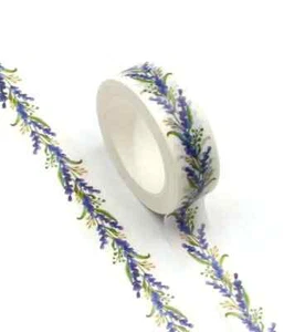 PURPLE LAVENDER FLOWER VINE Washi Tape 15mmx10M Journal Garden Flowers Bujo - Picture 1 of 5