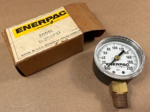 NOS ENERPAC AIR PRESSURE GAUGE, 0 to 200 psi, 1-3/4" Face, 1/4" npt inlet - Picture 1 of 7
