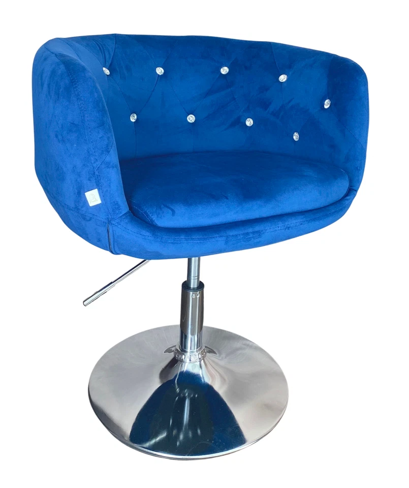 Poltrona de veludo azul semicírculo acento poltrona vaidade - Imagem 1 de 1