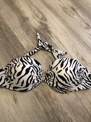 Top de biquíni Victoria’s Secret acolchoado sem alças com estampa animal 32C - Imagem 1 de 4