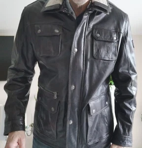 Itallo Herren Lederjacke Neupreis 360 € mit Lammfellkragen in Dunkelbraun - Bild 1 von 7