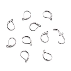 100pcs Quality 304 Stainless Steel Leverback Earwires Hoop Earring Findings 15mm - Picture 1 of 9