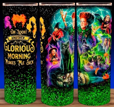 Hocus Pocus Glorious Morning Makes Me Sick Green Cup Mug Tumbler 20oz - Image 1 of 3