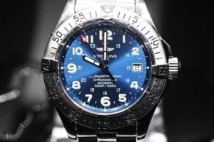 Breitling Superocean Blue Men's Watch - A17390 Complete w/  Box and Papers - Picture 1 of 12