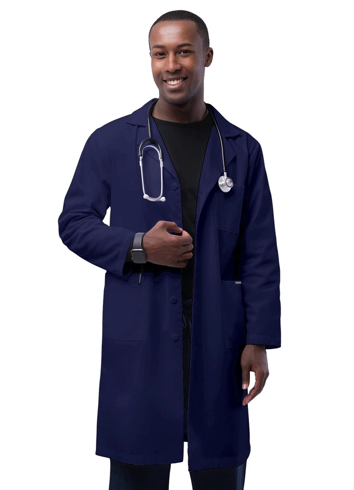 Adar Unisex Doctor Nurse Scrub Uniform Lapel Collar Inner Pockets Lab Coat - 39" - Image 1 of 4