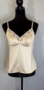 Vintage Vanity Fair Camisole Top Gr. 36 beige Spitzenbesatz verstellbare Träger - Bild 1 von 9