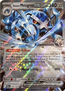 Juego de cartas coleccionables Pokémon Steven's Metagross ex 145/182 Holofoil SV10: Destined Rivals Double - Imagen 1 de 2