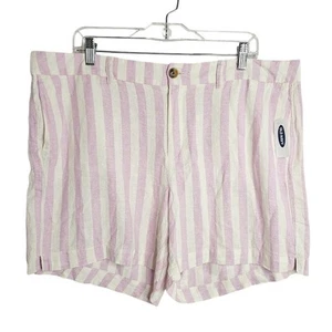 NWT OLD NAVY Linen Shorts Everyday PURPLE WHITE STRIPE size 16 High Rise Pockets - Picture 1 of 7