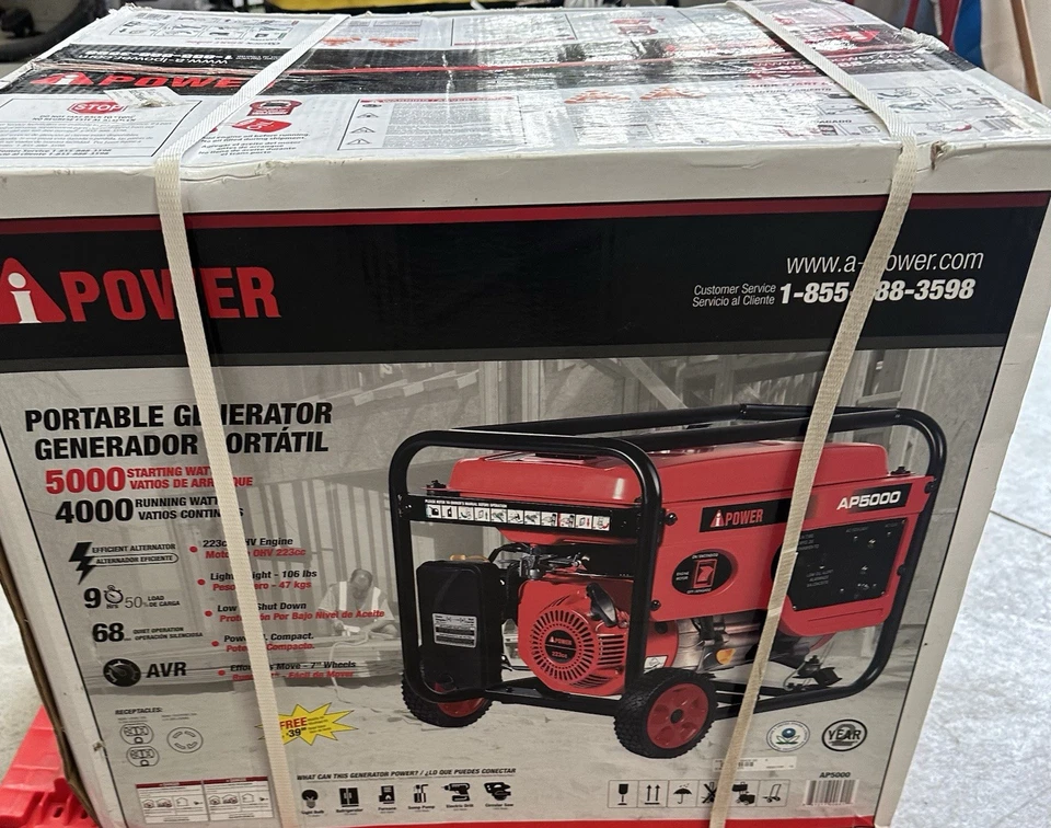 A-iPower 5,000-W Portable Gas Powered Generator with Wheel Kit Home RV Camping - Image 1 of 4