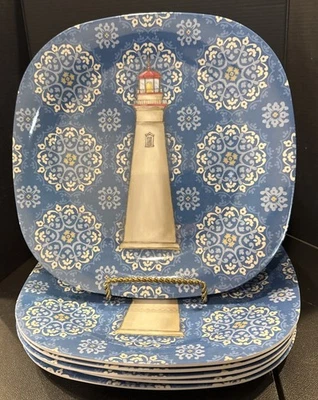 Platos de cena cuadrados náuticos de melamina internacionales certificados faro 6 Foto 1 de 2