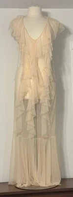 Victoria's Secret Cream Ruffles sheer long gown, size Large - Image 1 of 4