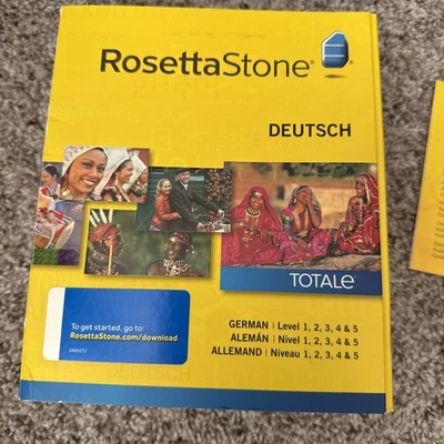 Rosetta Stone V4 TOTALe German Level 1-5 CD Set for PC  With Headphones 8 Disc - Image 1 of 4