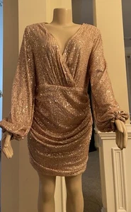 Princess Poly Women's Rose Gold Sequin Dress Size 2XL - Picture 1 of 3