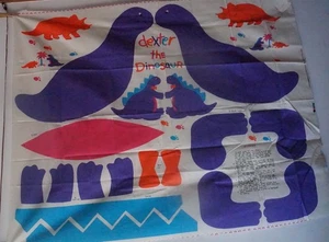 Dexter the Dinosaur Purple Stuffie Stuffed Cut & Sew Fabric Panel - Picture 1 of 2