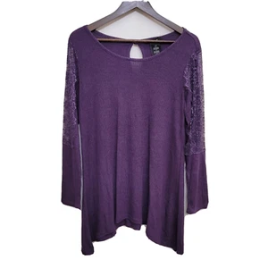 Maglione donna Premise grande viola a costine pizzo ritaglio boho lagenlook termico LS - Foto 1 di 9