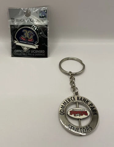 Harrisburg Senators Set of 2 Premium Collectibles ~30th Year Pin ~Logo Keychain Cover