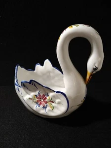 Vintage pottery SWAN planter candy dish hand painted PORTUGAL - Picture 1 of 6