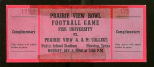 1956 Prairie View Bowl Ticket Prairie View (59) v Fisk (0) 18259 - Picture 1 of 2