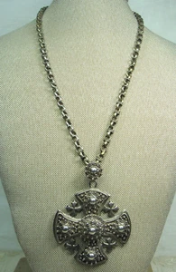 Collar de cadena de eslabones colgantes de plata esterlina 950 de colección con cruz de Jerusalén maltesa - Imagen 1 de 24