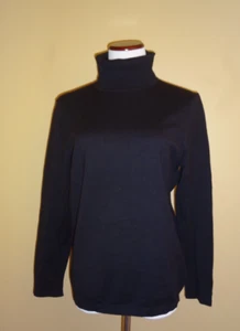 NWT Talbots Black Cotton Blend Button Cuff Sleeve Turtleneck Sweater in size PL - Picture 1 of 7