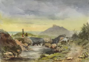 W.E. Backhouse, Coastal View, Possibly Lindisfarne – 1890s watercolour painting - Picture 1 of 1