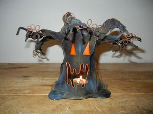 Drahtgeflecht Grusel Gesicht Halloween Baum Windlicht Teelicht Kerzenhalter Horror Deko - Bild 1 von 16