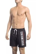 Bikkembergs Men's Side Print Swim Shorts With Elastic Waistband In Black