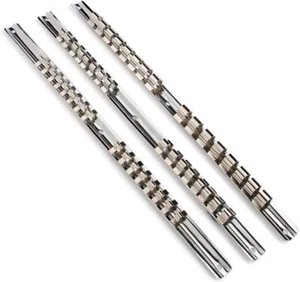 3PC Socket Holder Sliding Rail Tray Organizer 1/4" 3/8" 1/2"Mountable Steel Rack - Picture 1 of 10