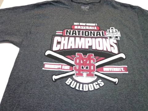 Mississippi State 2021 NCAA Baseball National Champions T-Shirt Men's Large Gray Cover
