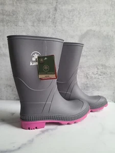 Kamik Classic Stomp Charcoal Magenta Rubber Rain Boots for Kids for Everyday Use - Picture 1 of 10