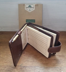 Tony Perotti New In Box Y2K 2000 Brown Leather Address Book Notepad Italico Rare - Picture 1 of 5