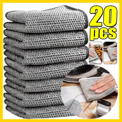 10pcs Cleaning Cloth Non-Scratch Steel Wire Dish Towel Microfiber Washing Rags - Image 1 of 4