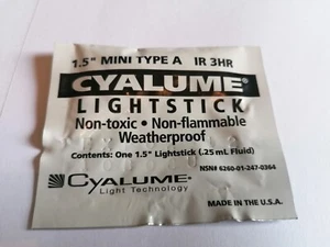 50 Off Cyalume Light Stick,1.5" Infra Red. Type A, IR 3HR. Nsn. 6260-01-247-0364 - Picture 1 of 5