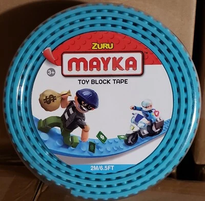Zuru Mayka Toy Block Tape 2m 6.5 Feet L. Blue Cut Shape Stick Build Compatible - Image 1 of 4
