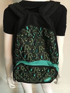 NWT ROXY BLACK MULTI-COLORED BACKPACK SHOULDER TRAVEL BAG BOOK TOTE BOOKBAG - Picture 1 of 8