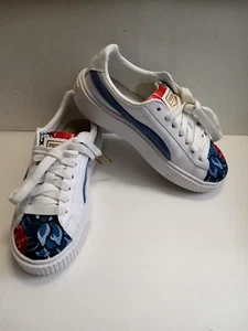Puma White Hyper EMB Floral Embroidered Sneakers Women Size: 6 - Picture 1 of 12