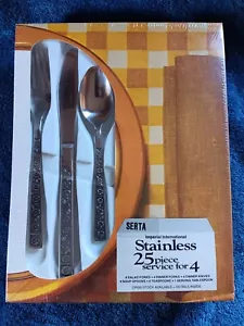 NOS SEALED 25 Stainless Steel Flatware Imperial SERTA Floral VTG Utensils BOX - Picture 1 of 12