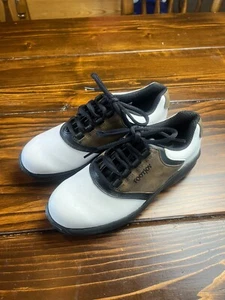 FootJoy Shoes, Junior Size Medium, White Brown Black, Golf Shoes, Lace Up - Picture 1 of 10