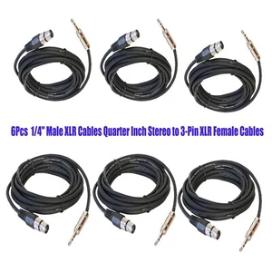 6er-Pack 15 Fuß 1/4" Stecker XLR Kabel Viertel Zoll Stereo auf 3-Pin XLR Buchse Kabel - Bild 1 von 16