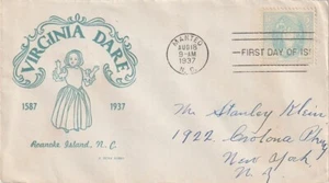 U. S. FDC Scott #796 Virginia Dare 5c issue Cachet by H. Dean Aubry - Picture 1 of 2