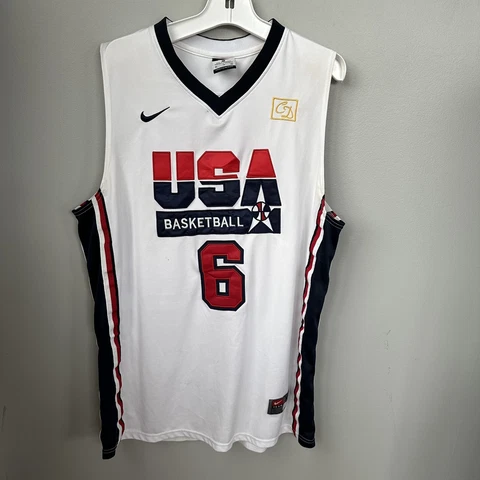 Nike 1992 Olympic Dream Team USA Patrick Ewing #6 Jersey XL White Red Sewn Gold Cover