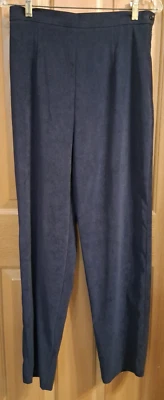 Calça social Leslie Fay azul marinho veludo zíper lateral frente plana feminina tamanho 8 - Imagem 1 de 4