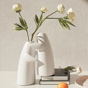 Fall Vases White Ceramic Flower Vase for Centerpieces Set of 2 - Home Decor A... - Picture 1 of 7