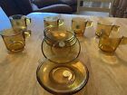 Mid Century Italian Amber Glass Espresso Cups, F & P Made in Italy, Set of 6