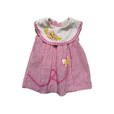 Vestido Vintage Raro Too Niñas 24 Meses Rosa Mariposas Foto 1 de 3