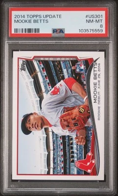 2014 Topps Update Rookie Debut Mookie Betts #US-301 PSA 8 Rookie RC - Image 1 of 2