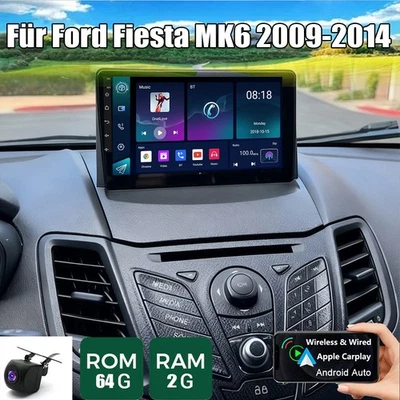 2+64G Autoradio Wireless Carplay GPS Navi RDS WIFI Für Ford Fiesta MK6 2009-2014 - Bild 1 von 4